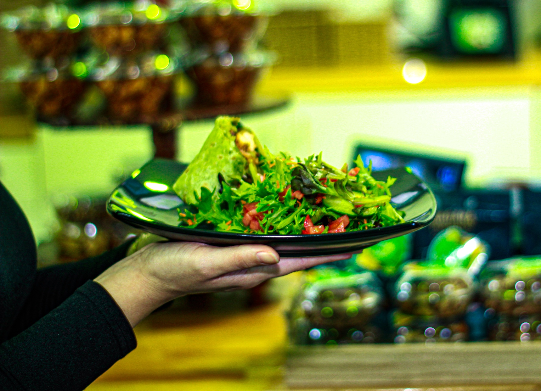 Wrap and salad plate at the cafe
